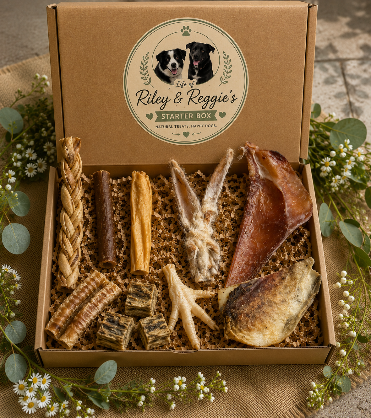PRE-ORDER Riley and Reggie’s natural treat starter box.